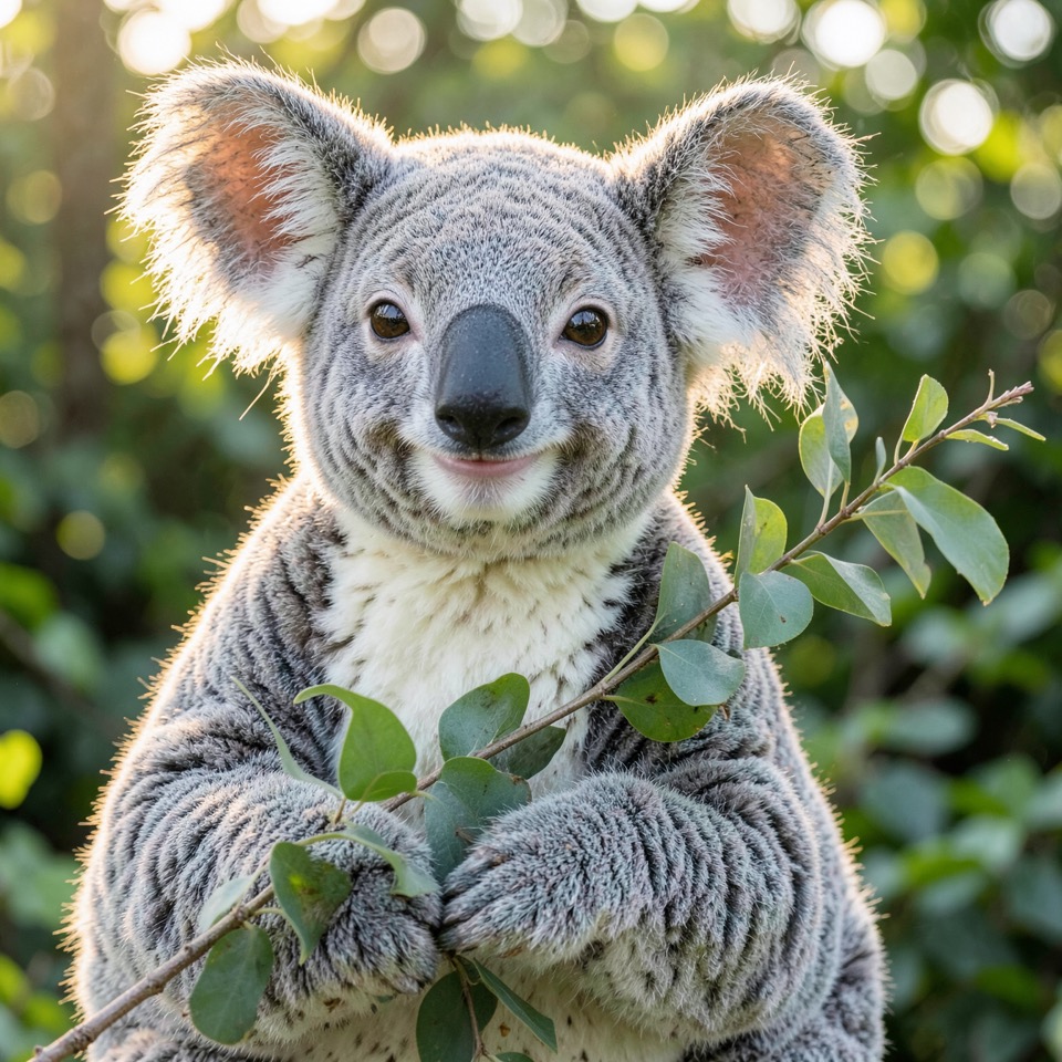 Locally generated smiling koala portrait